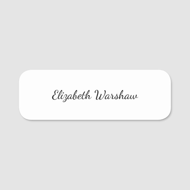 Modern Script Employees Business Custom Name Tag (Front)