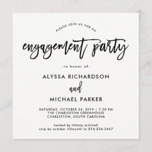 Modern Script   Engagement Party Invitation