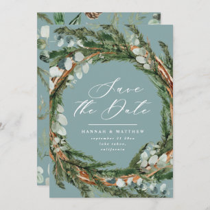 Modern script eucalyptus elegant wedding save the date