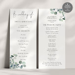 Modern Script Eucalyptus Wedding Program<br><div class="desc">Modern Script Watercolor Eucalyptus Wedding Program. Available digitally and printed. The main header is in a stylish set script and the rest of the text you can easily personalize. You can change the text and background colours if you wish to match your wedding colour theme via the Edit Further option...</div>