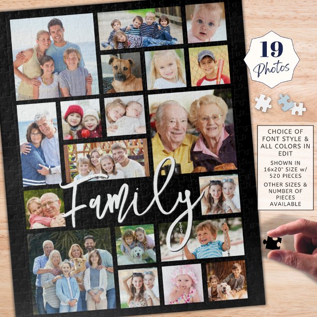 Modern Script FAMILY 19 Photo Collage Custom Colou Jigsaw Puzzle (Creator Uploaded)