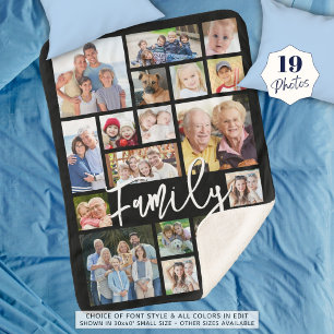 Modern Script FAMILY 19 Photo Collage Custom Colou Sherpa Blanket