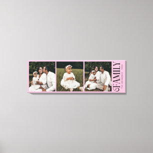 Modern Script Family Custom 3 Photos Name  Canvas Print