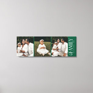 Modern Script Family Custom 3 Photos Name Canvas Print