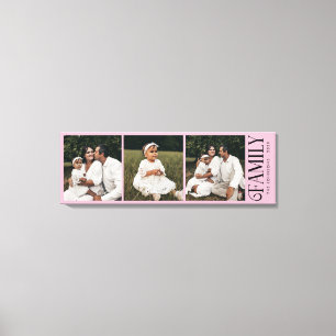 Modern Script Family Custom 3 Photos Name  Canvas Print