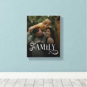 Modern Script Family Custom Photo Name Canvas Print