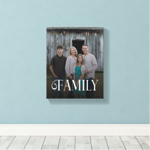 Modern Script Family Custom Photo Name Canvas Print