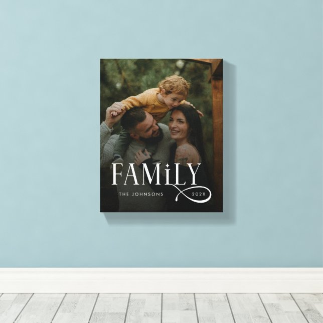 Modern Script Family Custom Photo Name  Canvas Print (Insitu(Wood Floor))