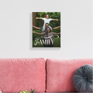 Modern Script Family Custom Photo Name  Canvas Print