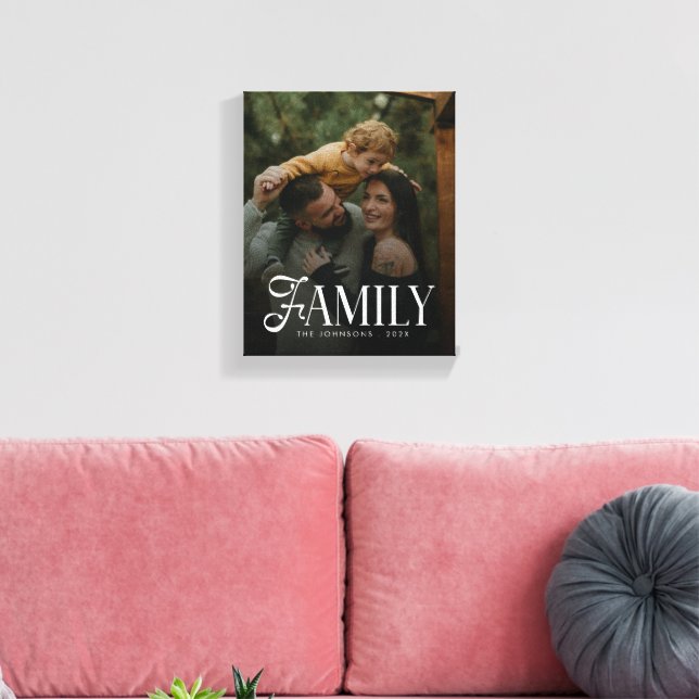 Modern Script Family Custom Photo Name  Canvas Print (Insitu(LivingRoom))