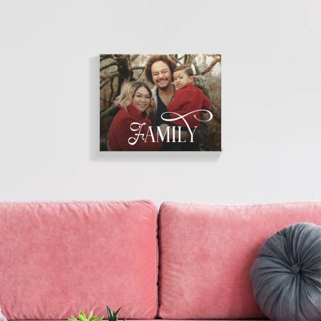 Modern Script Family Custom Photo Name  Canvas Print (Insitu(LivingRoom))