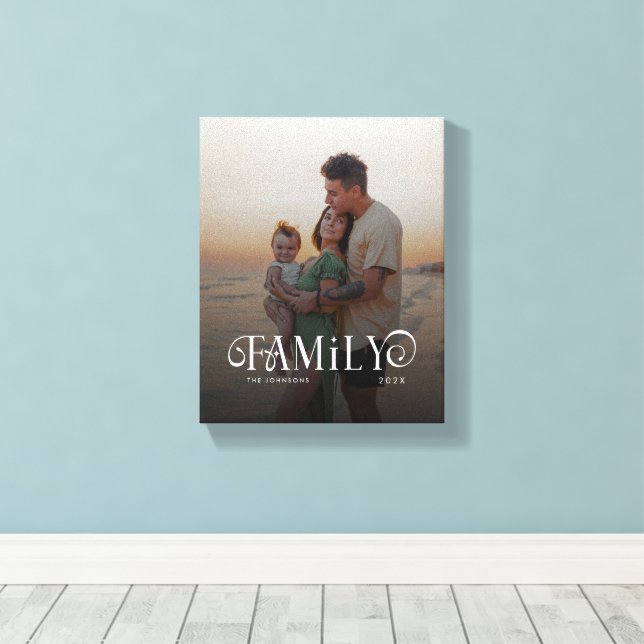 Modern Script Family Custom Photo Name  Canvas Print (Insitu(Wood Floor))
