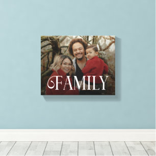 Modern Script Family Custom Photo Name  Canvas Print