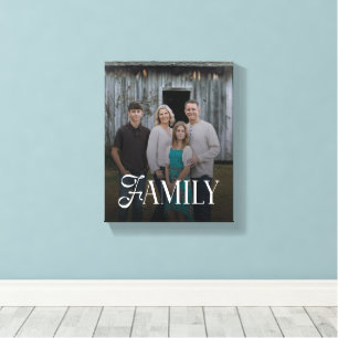 Modern Script Family Custom Photo Name Canvas Print