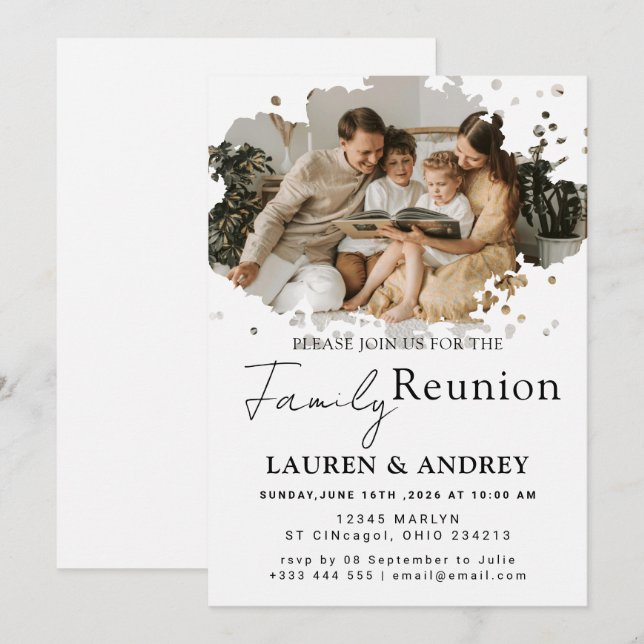 Modern Script Family Gathering Party Invitation (Front/Back)