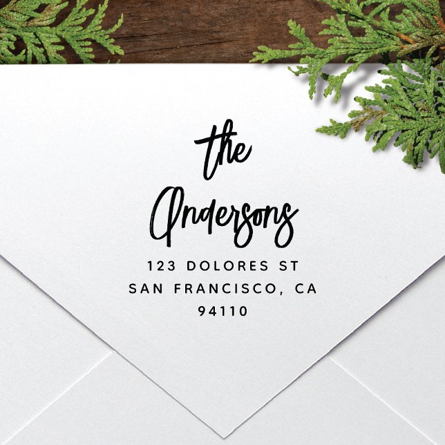 Modern Script Family Name Return Address  Self-inking Stamp (Creator Uploaded)