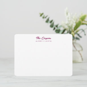 Modern Script Family Name, Wine Personalized Flat Card