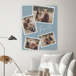 Modern Script Family Photo Collage Faux Canvas Print<br><div class="desc">Modern Script Family 4 Photo Collage Faux Canvas Print. Click the edit/personalize button to customize this design with your photos and colour preferences.</div>