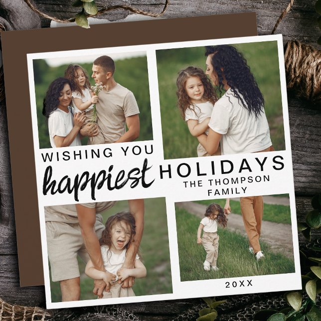Modern Script Family Photo Custom Christmas 2024 Holiday Card (Creator Uploaded)