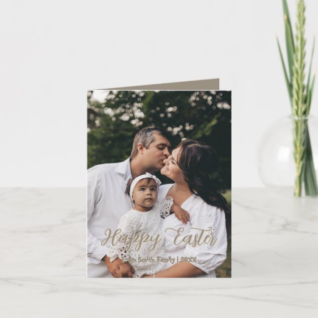 Modern Script Family Photo easter Holiday Card (Front)