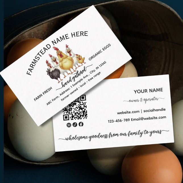 Modern Script  Farm Fresh Eggs Business Card (Creator Uploaded)