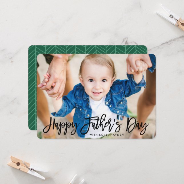 Modern Script | Father's Day Photo Card (Front/Back In Situ)