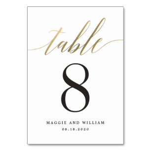 Modern Script Faux Gold Foil Table Number Card