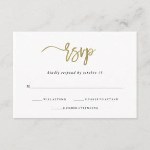 Modern Script   Faux Gold Wedding Response
