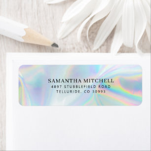 Modern Script Faux Holographic Return Address
