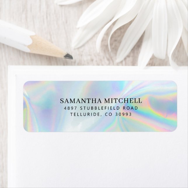 Modern Script Faux Holographic Return Address (Insitu)