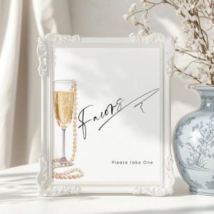 Modern Script  Favours Pearls and Prosecco shower Poster