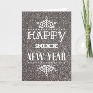 Modern Script Festive Silver Glitter Corporate Holiday Card