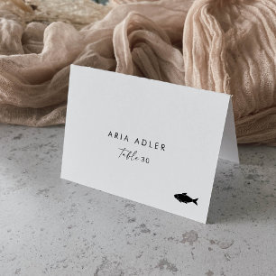 Modern Script Fish Menu Option Place Cards