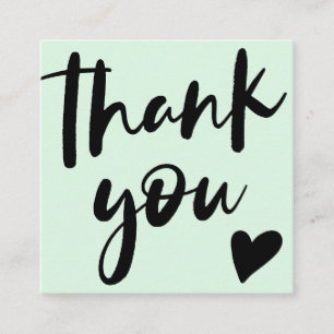 Modern script font black mint order thank you square business card