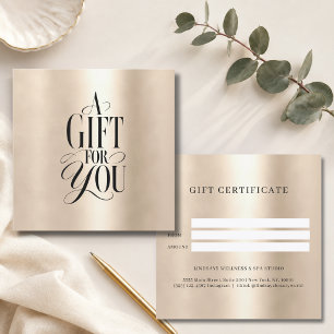 Modern Script Font Gold Business Gift Certificate