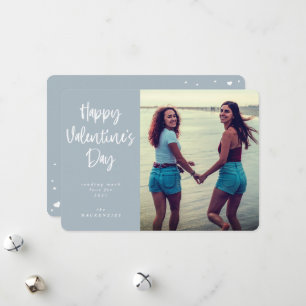 Modern Script Font Happy Valentine's Day Photo Holiday Card