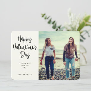 Modern Script Font Happy Valentine's Day Photo Holiday Card
