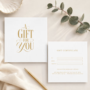 Modern Script Font White Business Gift Certificate