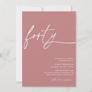 Modern Script Fortieth Birthday Party Invitation