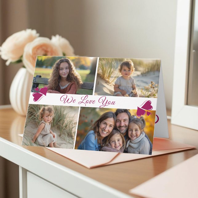 Modern Script Four Photos Mother’s Day Card (Creator Uploaded)