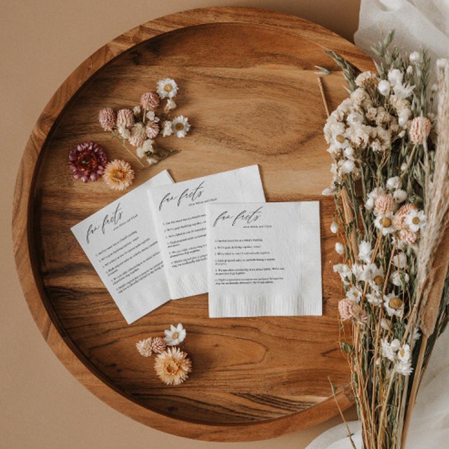 Modern Script Fun Facts Wedding Napkins (Creator Uploaded)