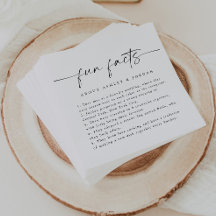 Modern Script Fun Facts Wedding Napkins