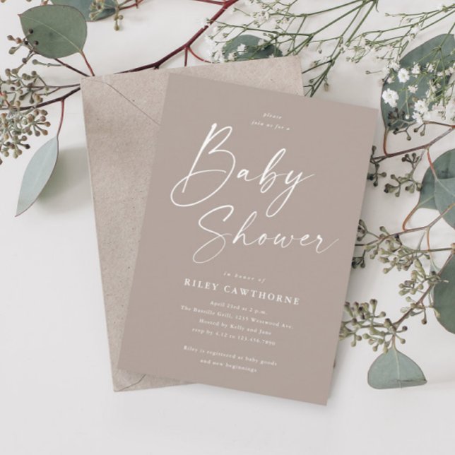 Modern Script Gender Neutral Baby Shower Invitation (Creator Uploaded)