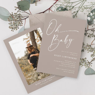 Modern Script Gender Neutral Photo Baby Shower Invitation