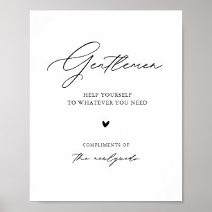 Modern Script Gentlemen Wedding Bathroom Sign