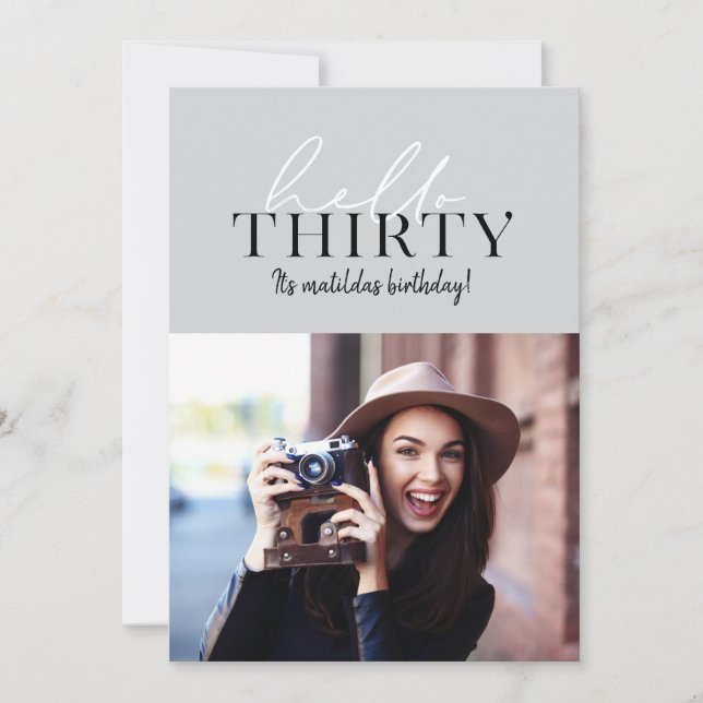 Modern script & geometric 30th birthday photo (Front)