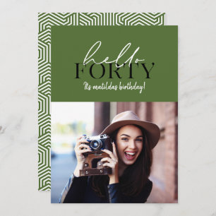 Modern script & geometric 40th birthday photo