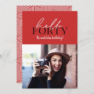 Modern script & geometric 40th birthday photo