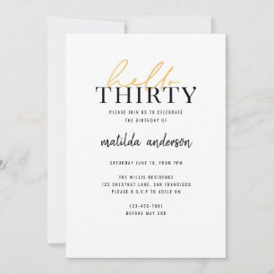 Modern script & geometric gold thirtieth birthday
