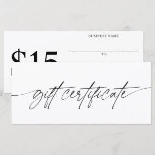 Modern Script Gift Certificate Add Your Amount 